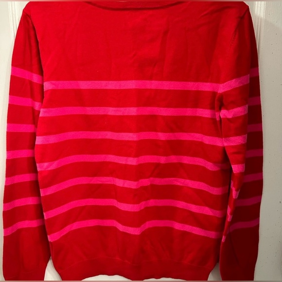 Tommy Hilfiger Pink and Red Sweater with Button Shoulder Detail - Size Large - Picture 3 of 6